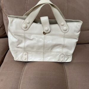 Maxx New York Cream Patent Tote with Top Handles